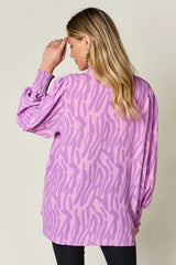 Trendsi Double Take Full Size Printed Smocked Long Sleeve Blouse Plus Size -