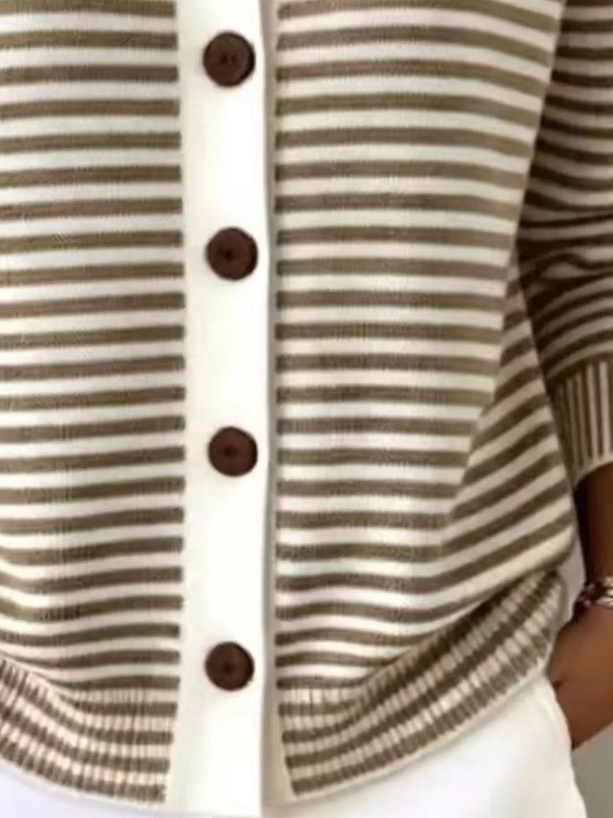 Trendsi Full Size Striped Button-Down Knit Cardigan Plus Size -
