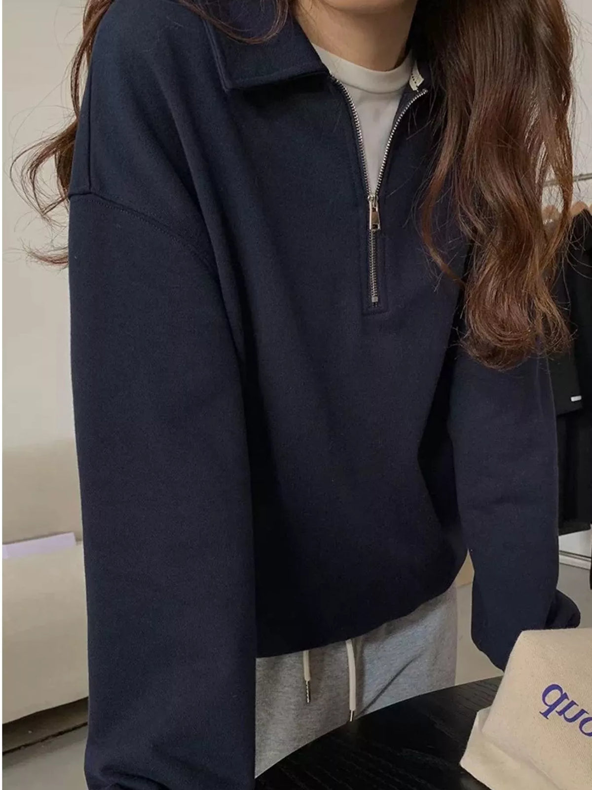 Quarter-Zip Long Sleeve Sweatshirt — front view