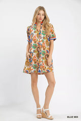 Trendsi Umgee Jacquard Abstract Print Mini Dress -