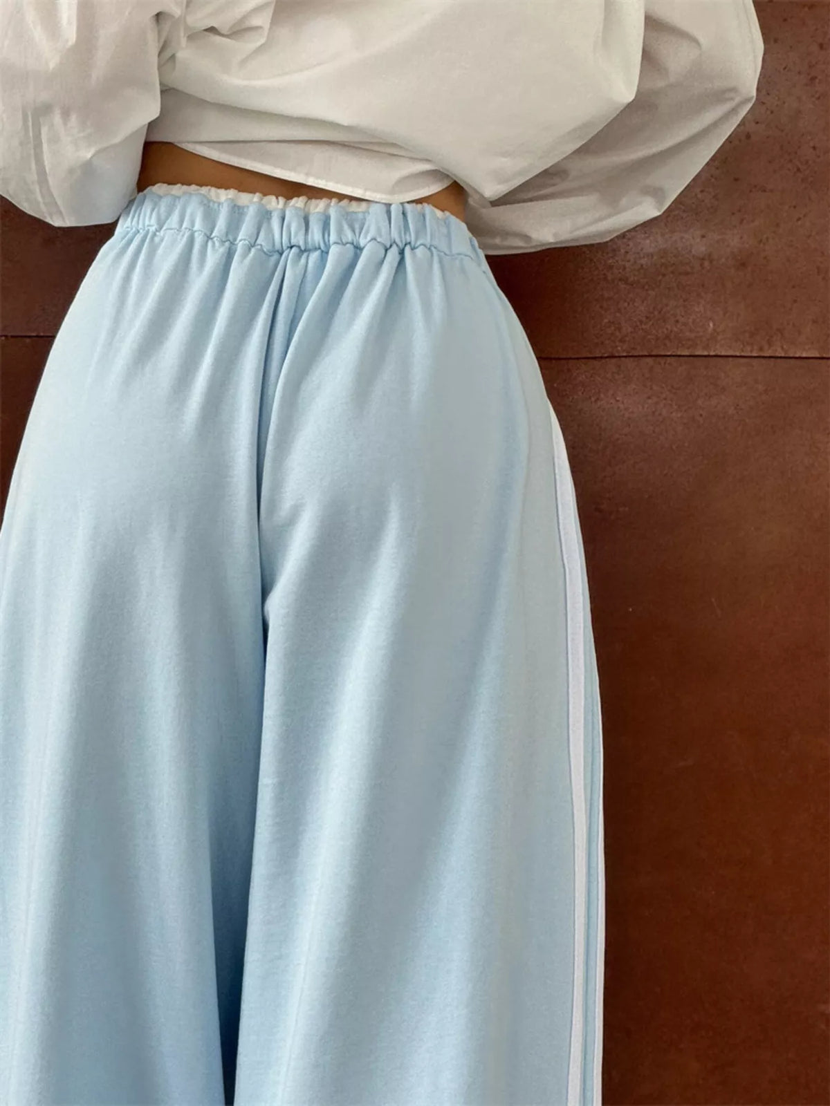 Trendsi Side Stripes High-Waisted Wide-Leg Sweatpants -