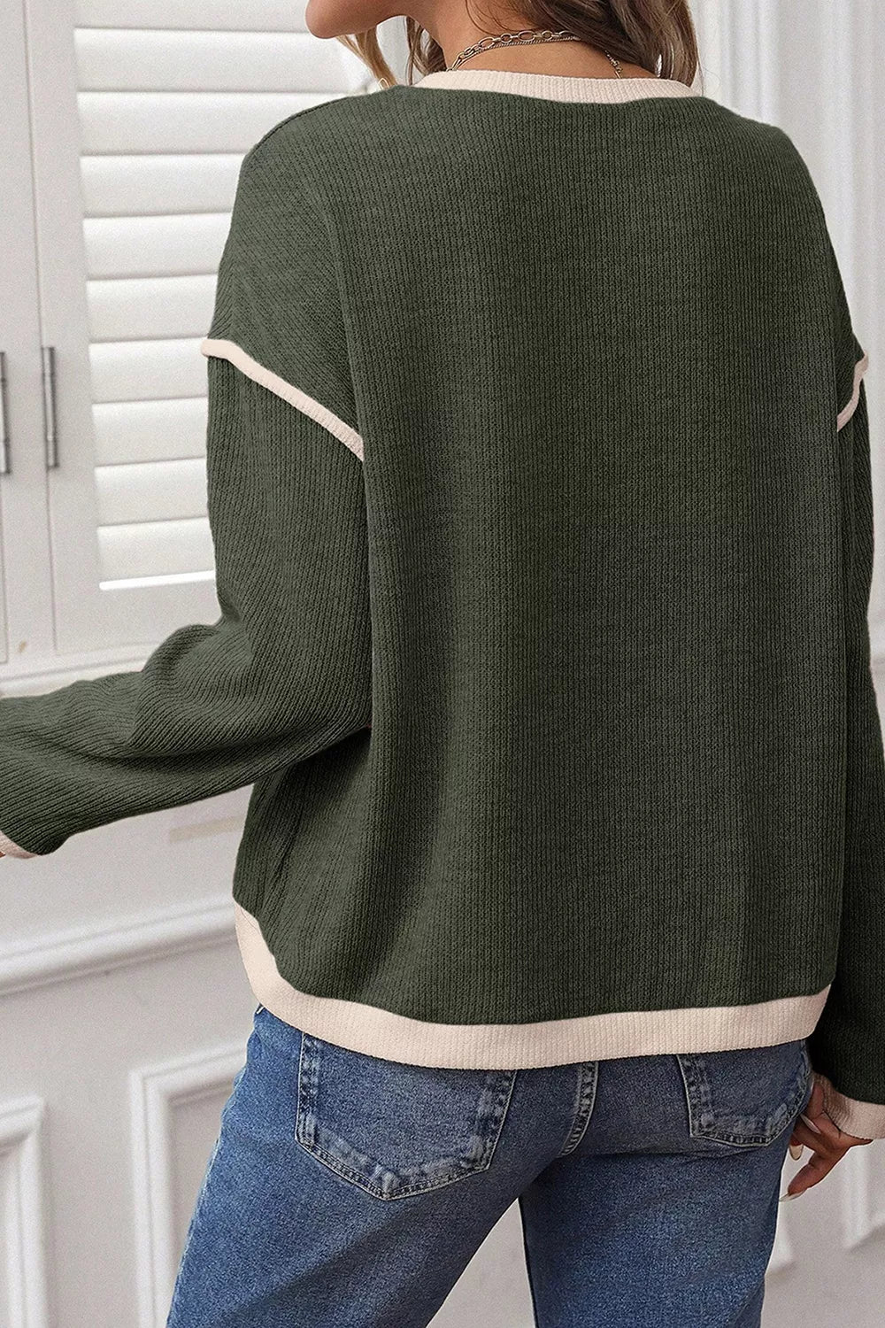Trendsi Duck Graphic Contrast Trim Patchwork Casual Knit Top -
