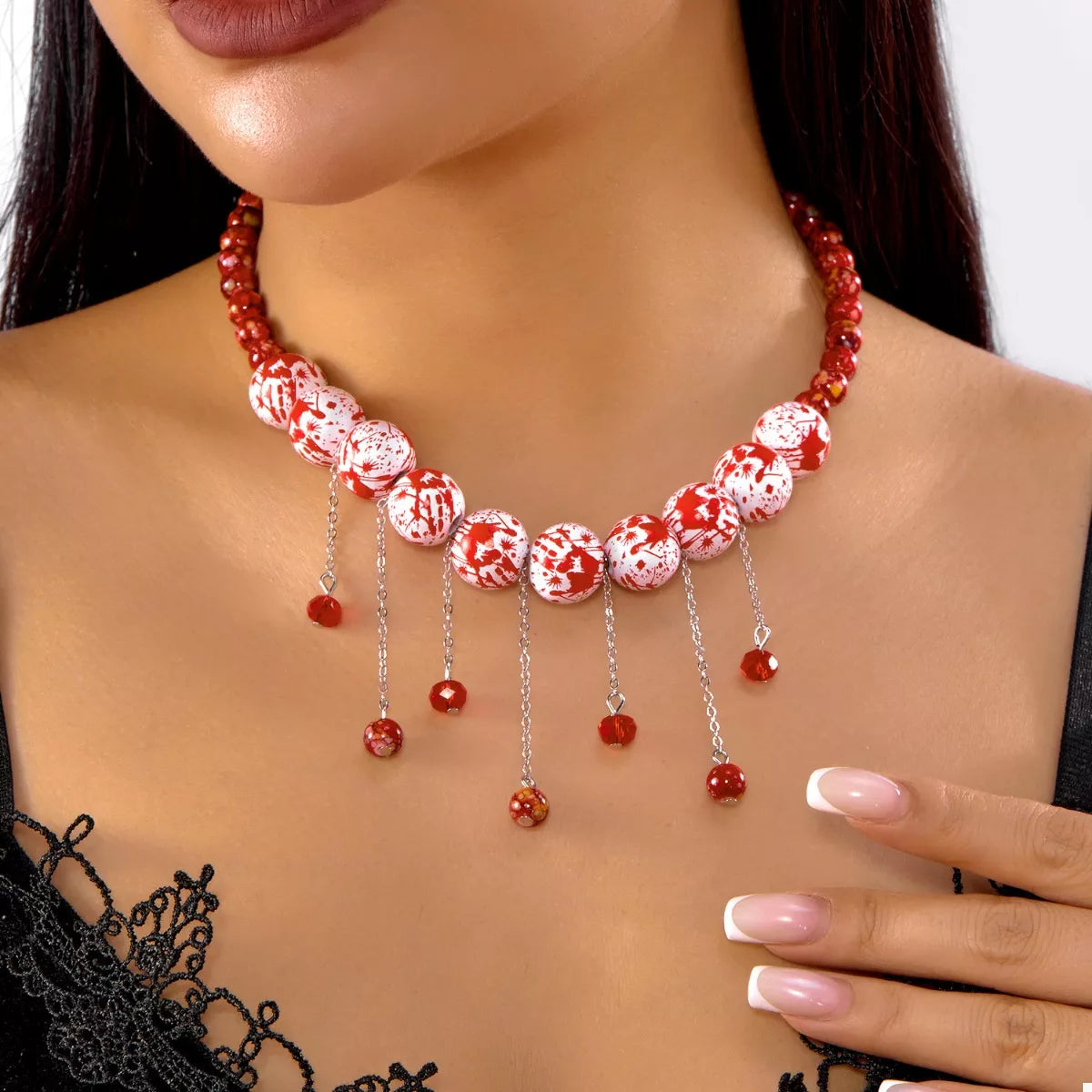 Trendsi Halloween Theme Necklace with Dangling Beads -
