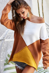 Trendsi BiBi Color Block Geometric Sweater -