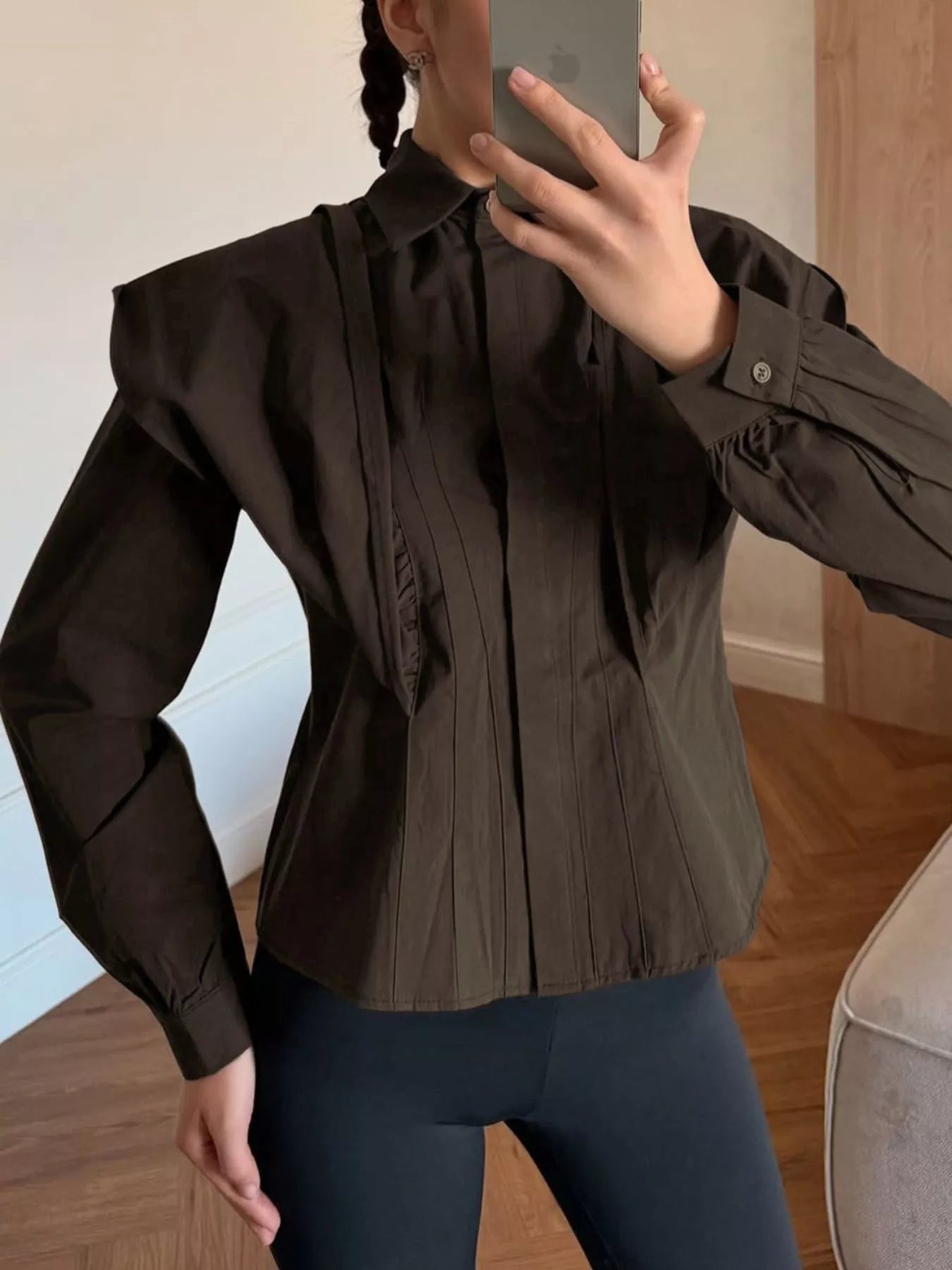 Trendsi Slim-Fit Ruched Waist Shirt -