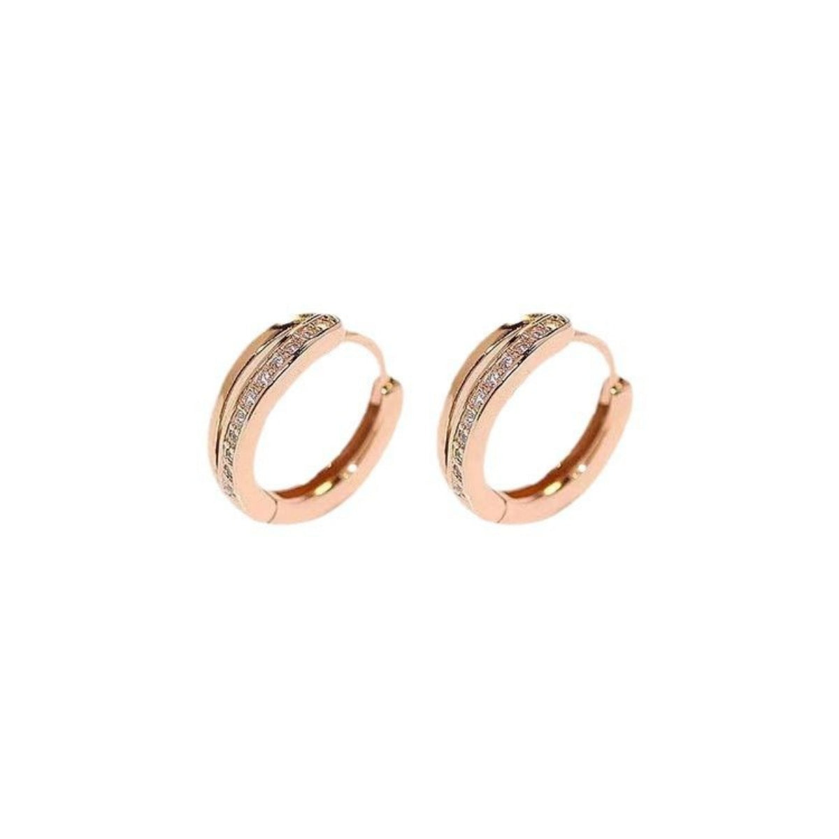 Trendsi 18K Rose Gold-Plated Zircon Hoop Earrings -