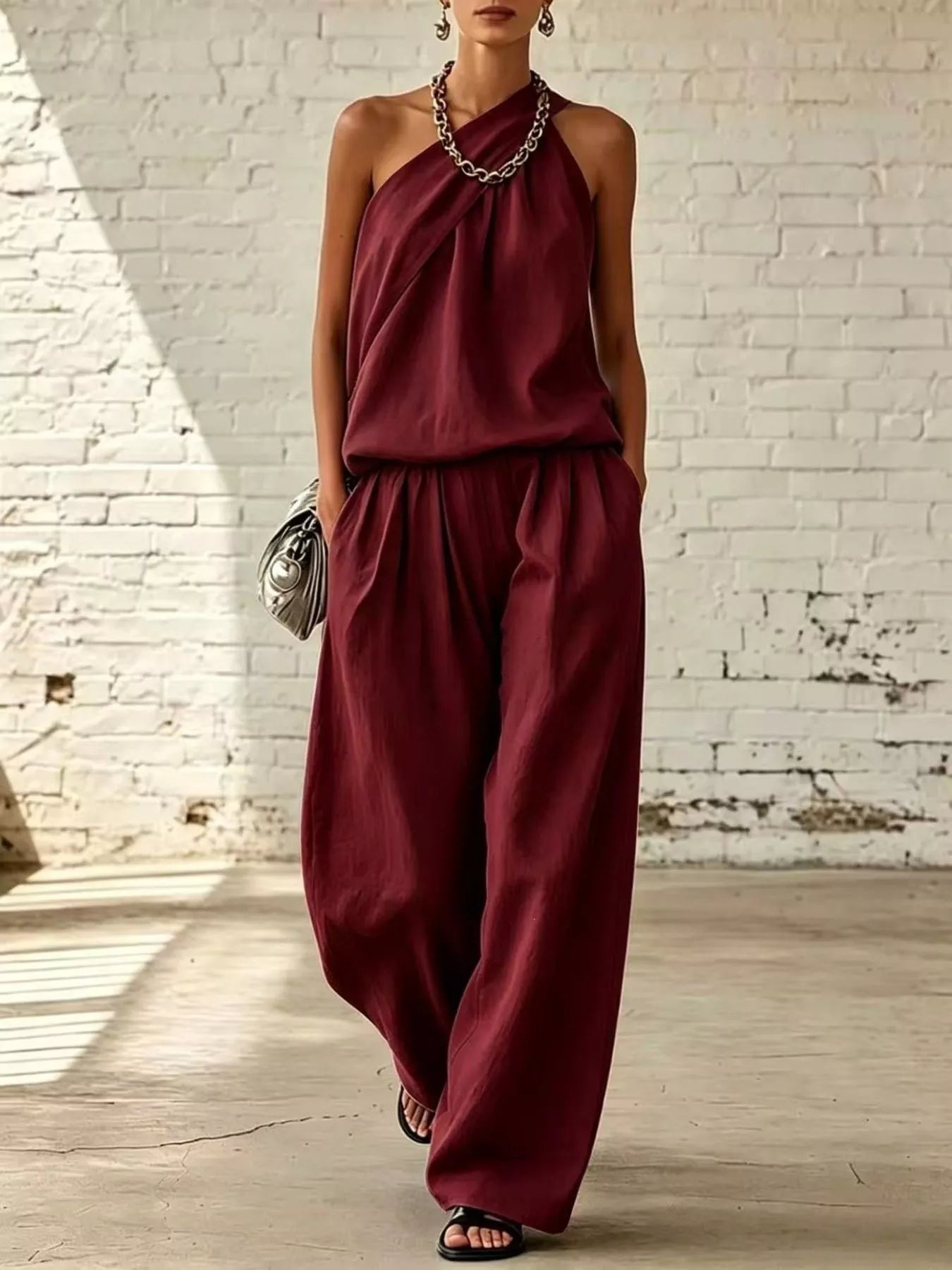Trendsi Full Size Sleeveless Top and Wide-Leg Pants Set Plus Size -