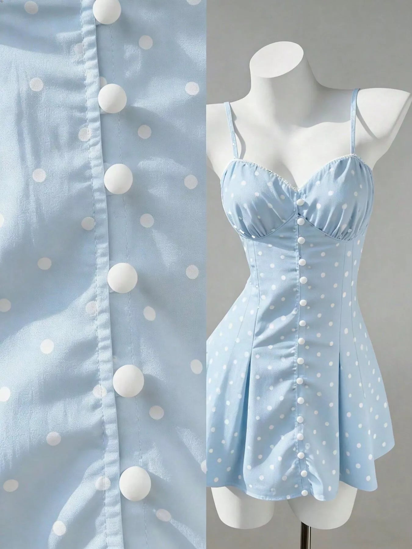 Trendsi Polka Dot Spaghetti Strap Mini Dress -