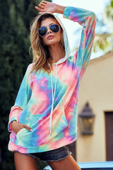 Trendsi BiBi Tie Dye French Terry Hoodie with Kangaroo Pocket -