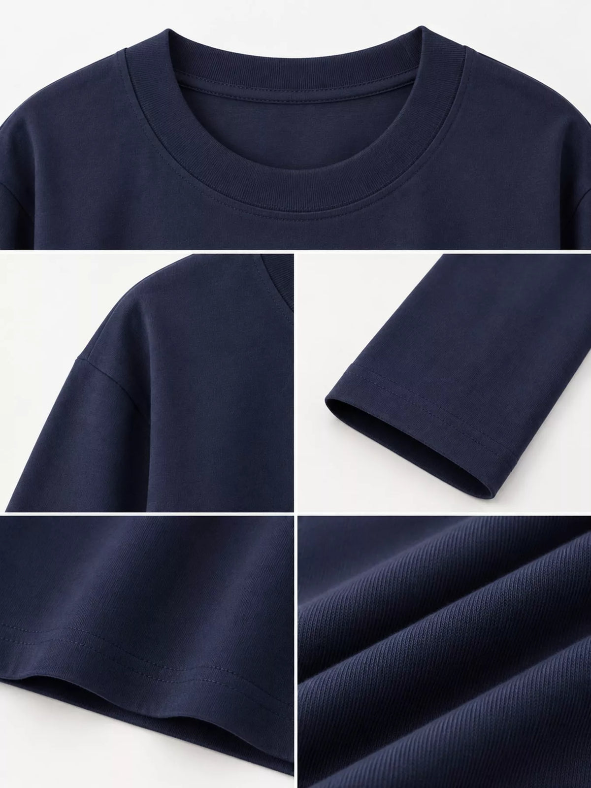 Solid Long-Sleeve Crew Neck T-Shirt — garment construction details