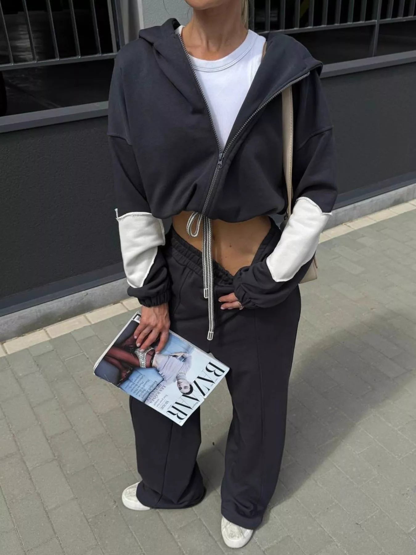 Trendsi Zip Up Hoodie and Wide-Leg Pants Set -