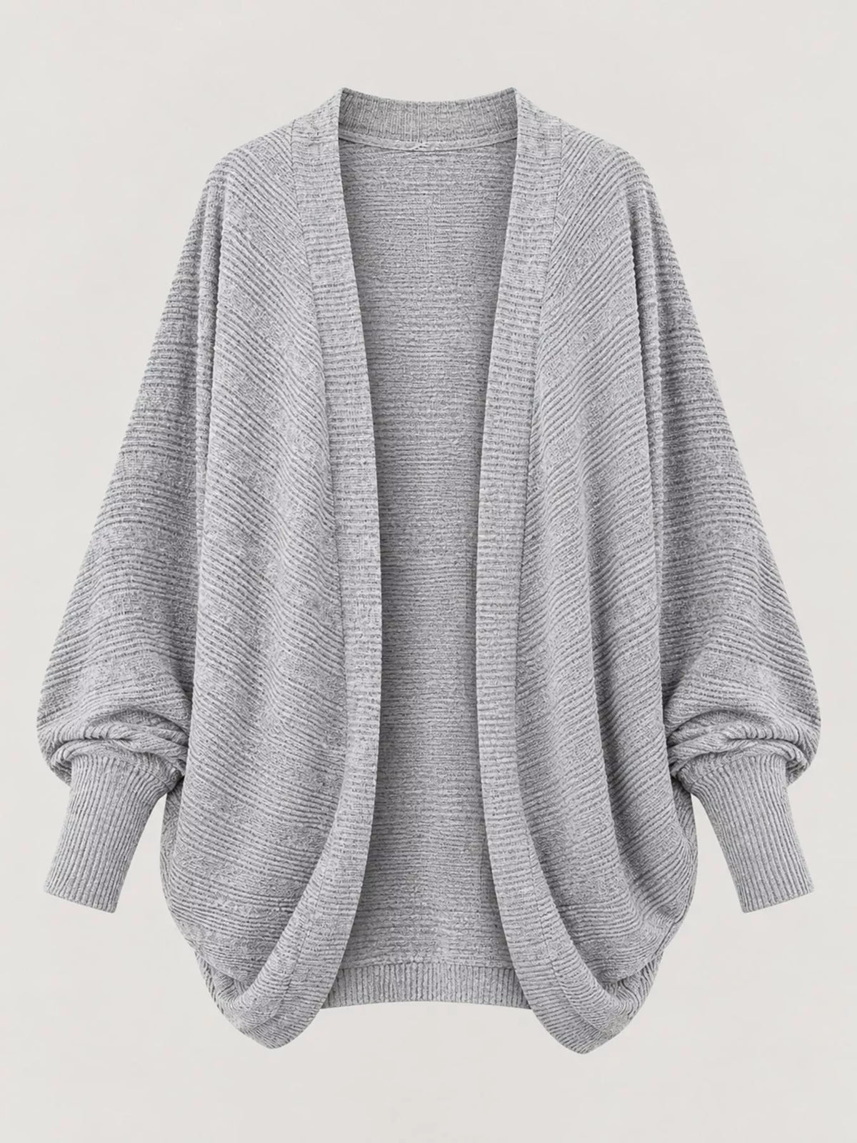 Light Gray open-front batwing sleeve cardigan