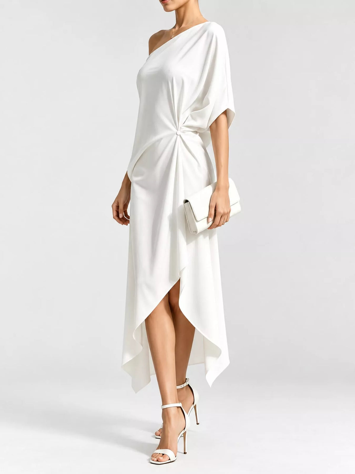 One-shoulder dress, white side