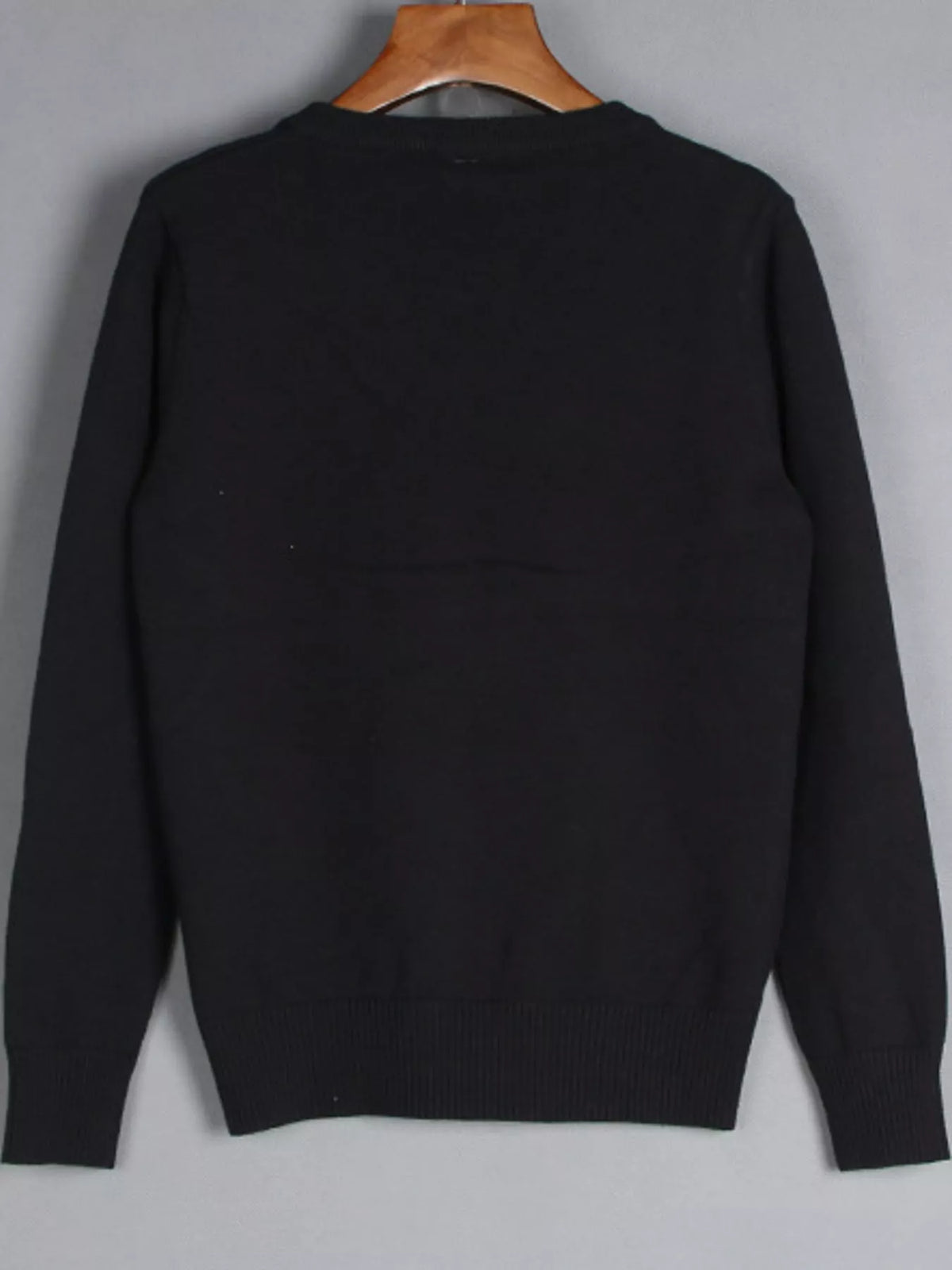 Women's V-Neck Long Sleeve Sweater in black — back view