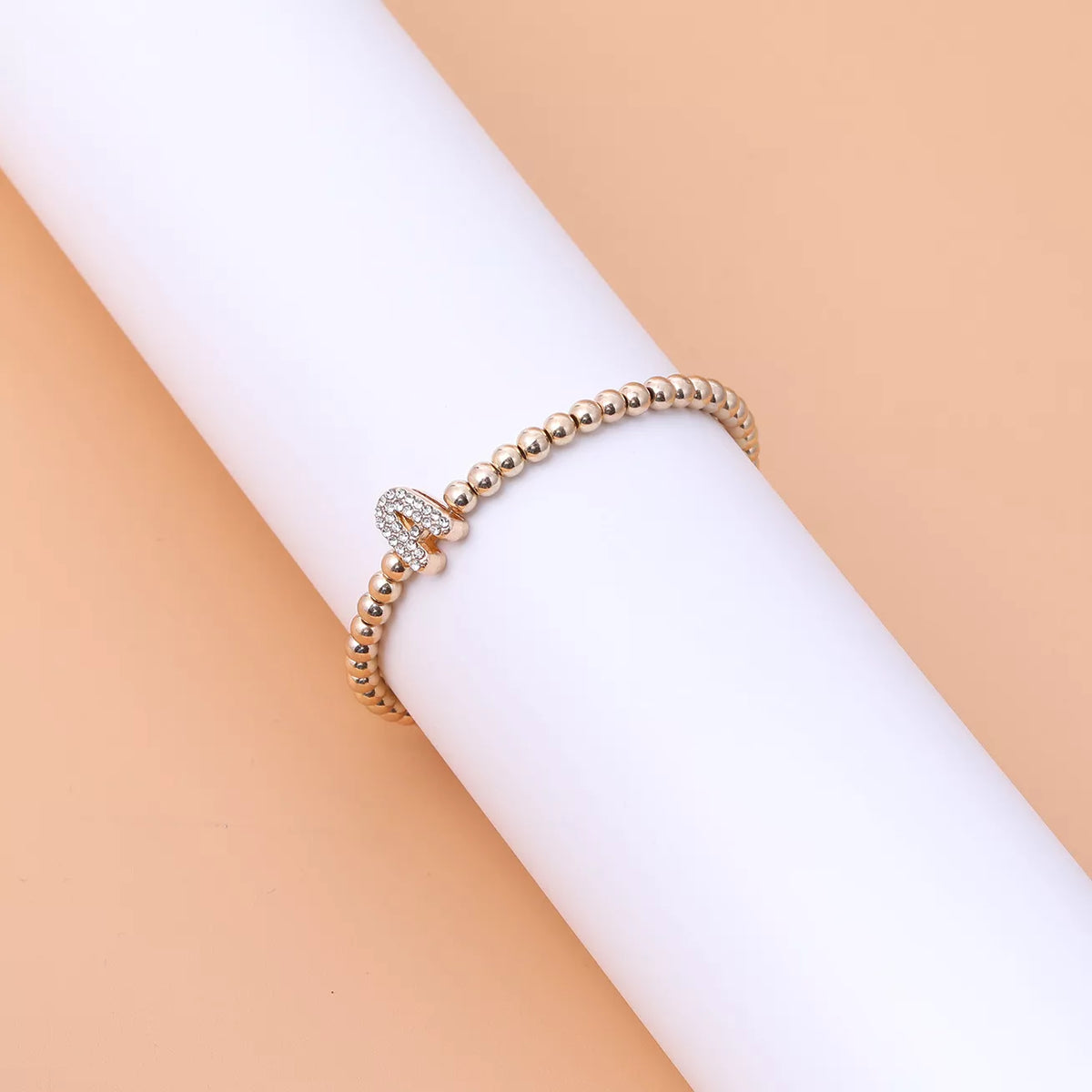 Gold-plated bead letter bracelet