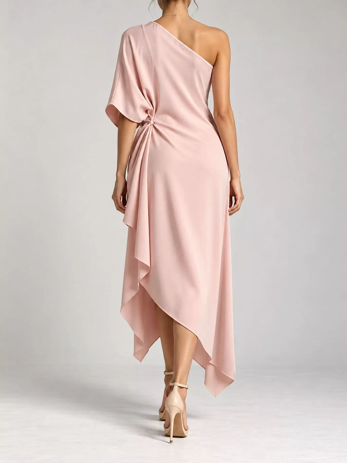 One-shoulder dress, pink back
