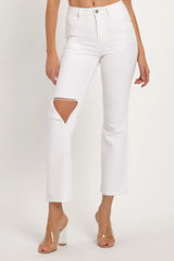 Trendsi RISEN Full Size Distressed Cropped Straight Jeans -