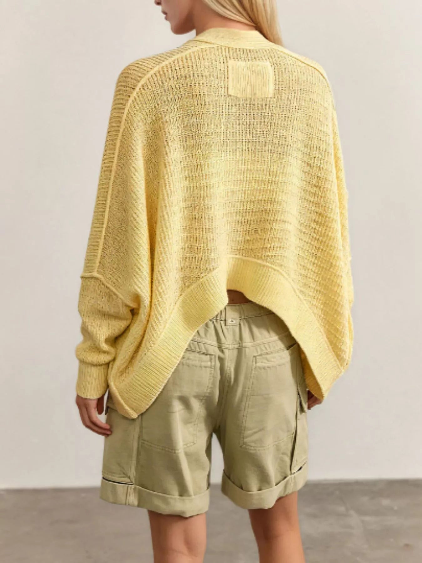 Trendsi Open-Front Long Sleeve Knit Cardigan -