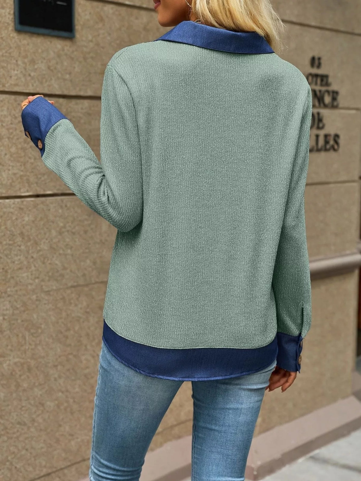 Trendsi Decor Button Long Sleeve Sweatshirt -