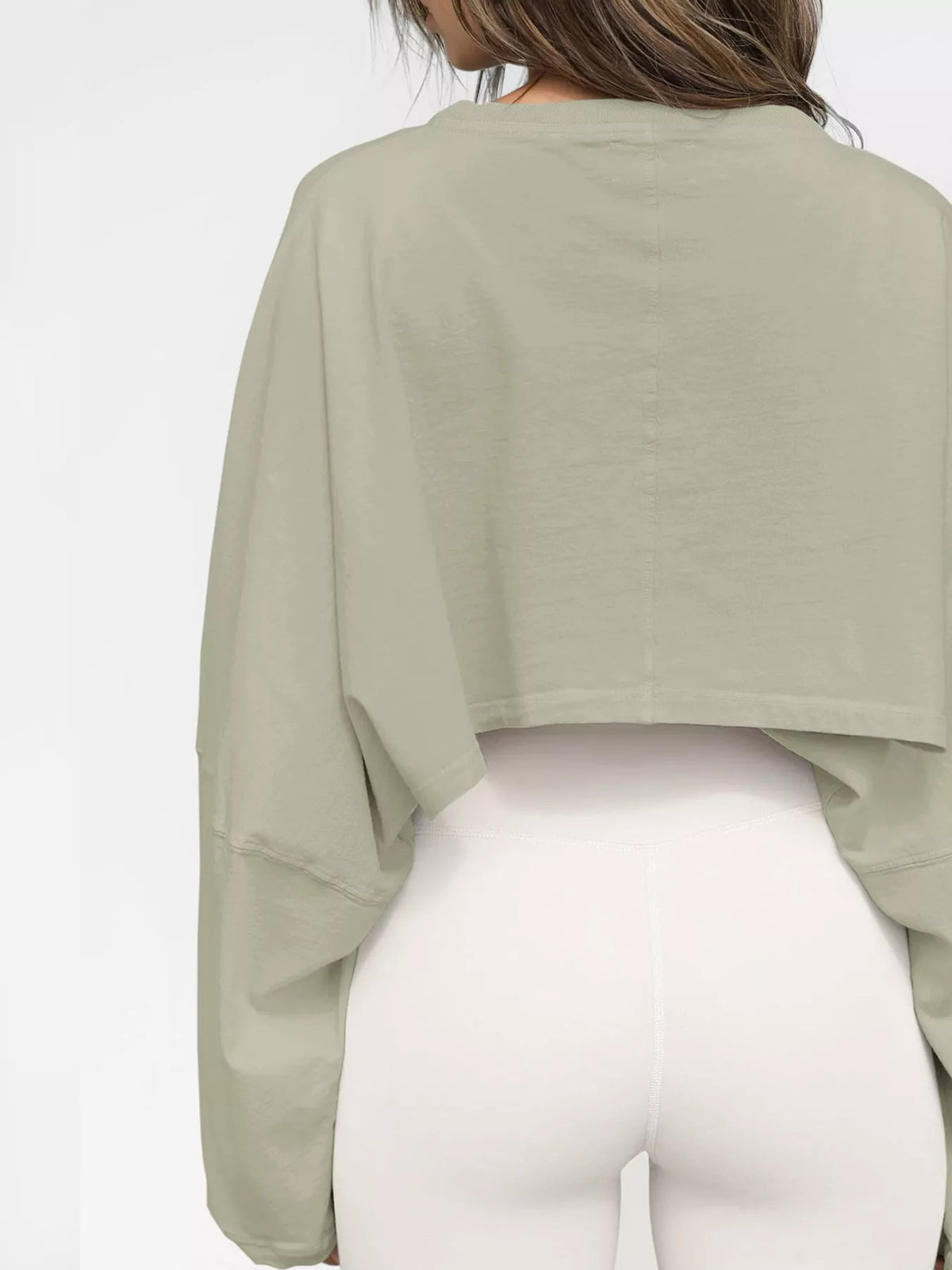 Cropped Sweatshirt in pale green, back view