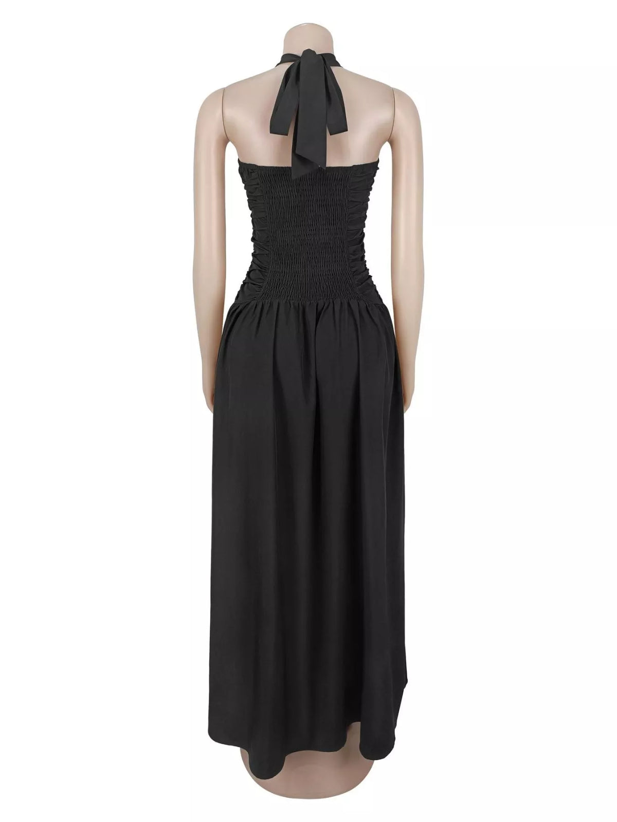 Trendsi Halter Neck Cut-Out Maxi Dress with Front Slit -