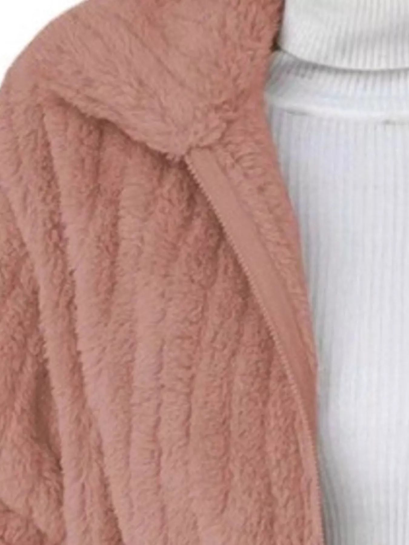 Trendsi Full Size Faux Fur Zip-Up Outerwear Plus Size -