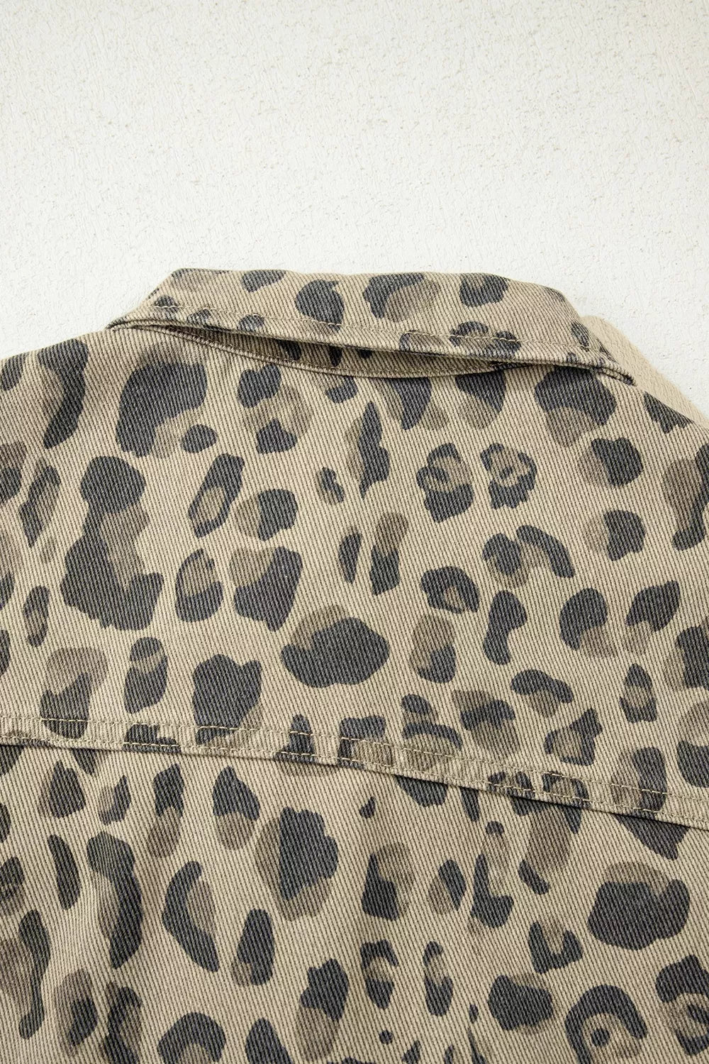 Trendsi Leopard Print Seam Detail Button Down Denim Jacket -