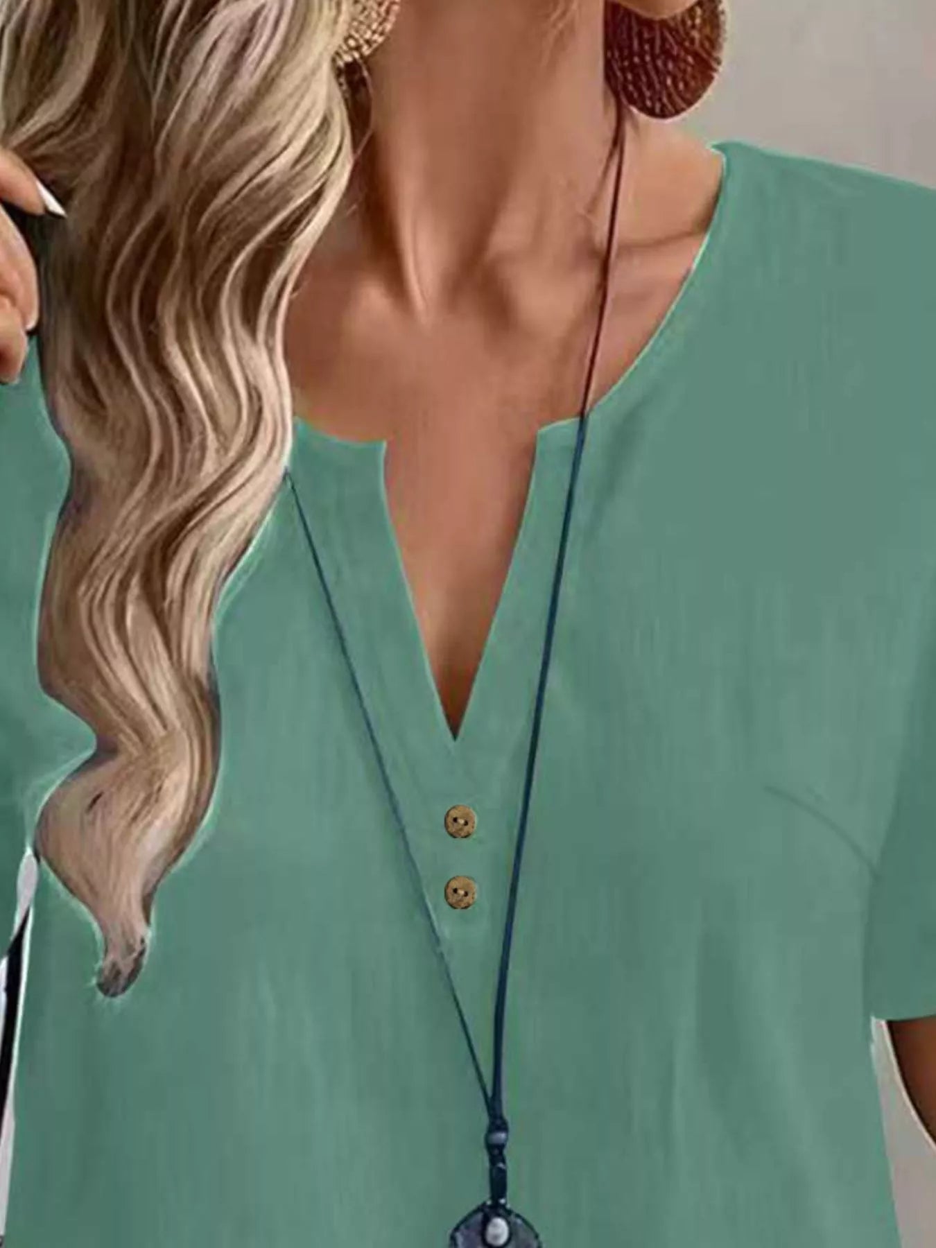 Trendsi Notched Short Sleeve Blouse -