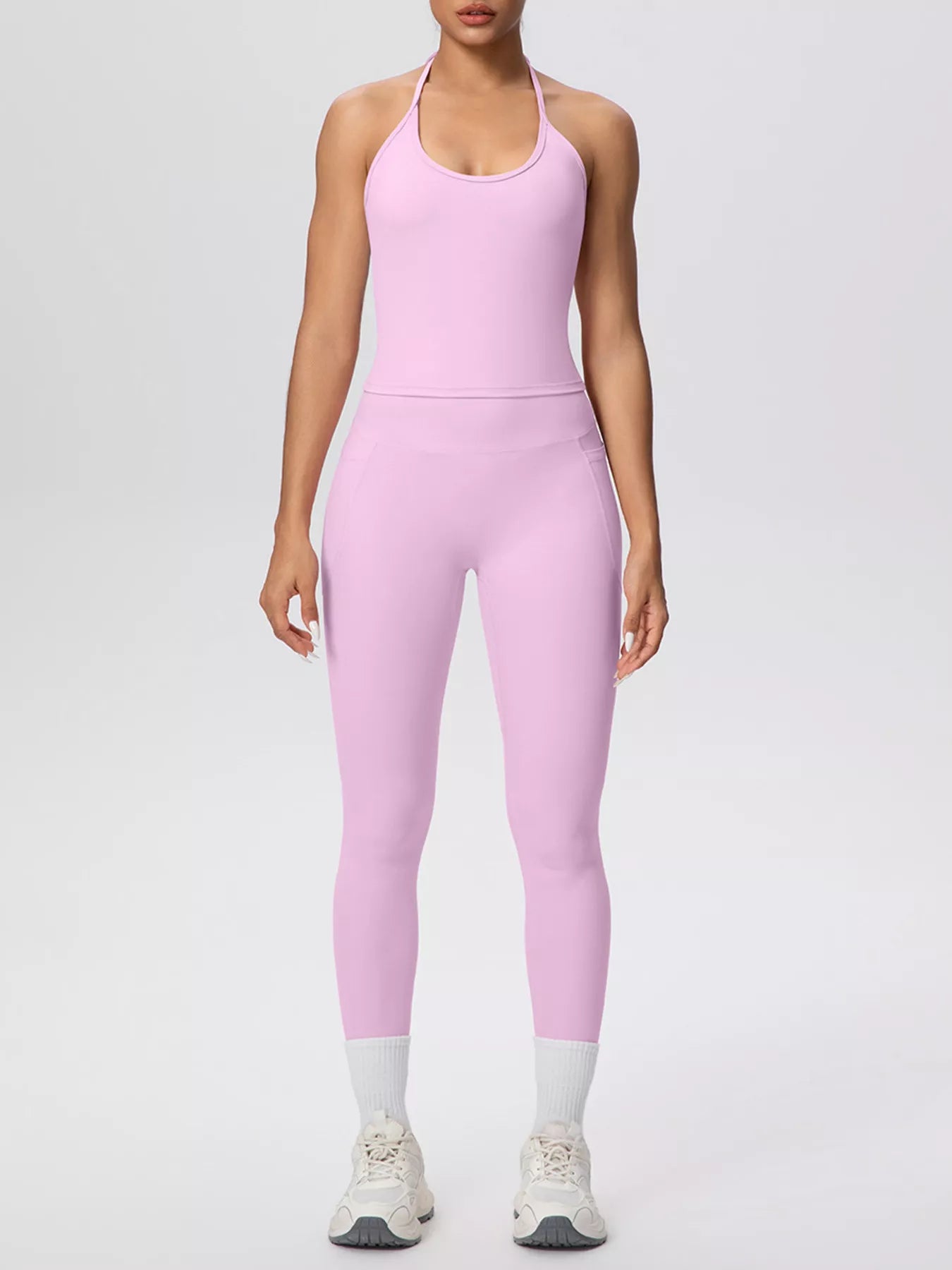 Trendsi Halter Neck Cami and High-Waisted Leggings Active Set -