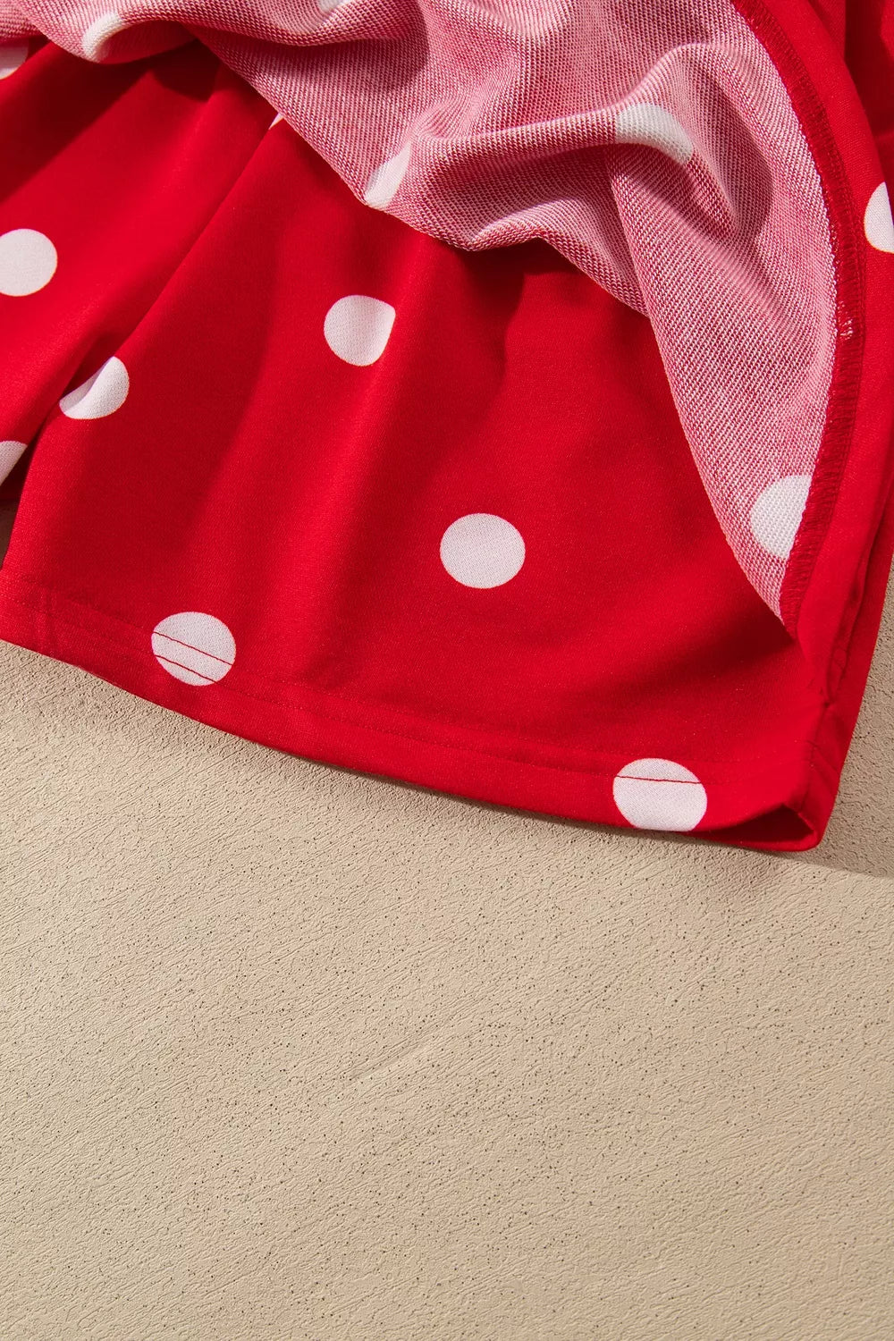 Polka Dot Raw Hem Top and Skort Set, skort lining detail