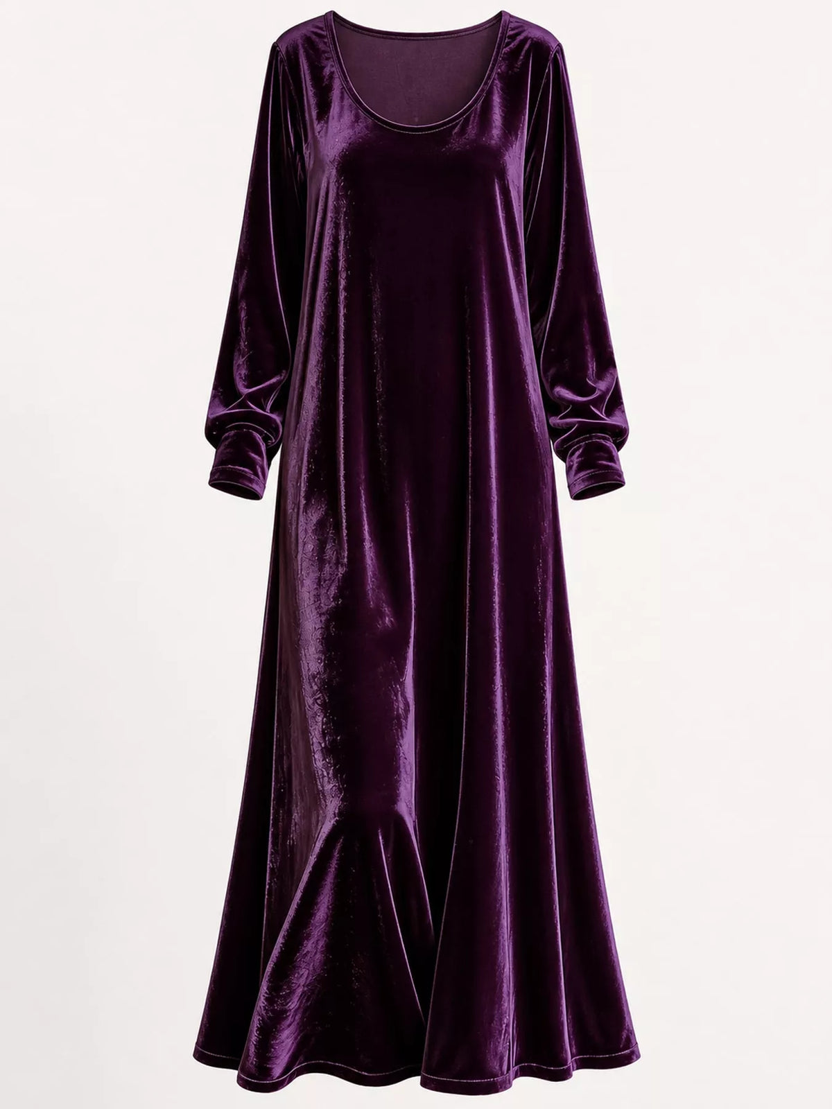 Velvet maxi dress, purple hanging front
