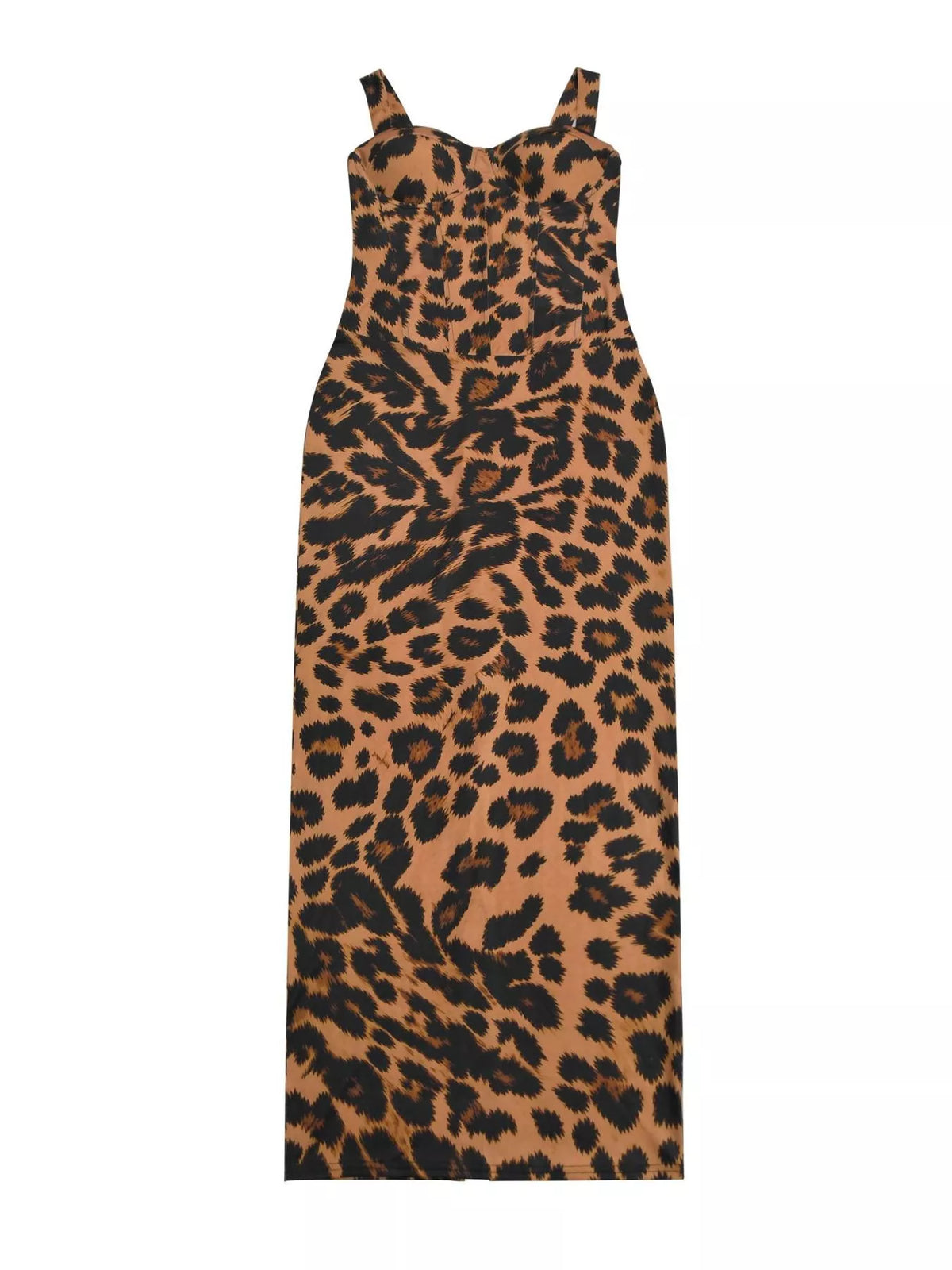 Trendsi Leopard Sweetheart Neck Maxi Dress -