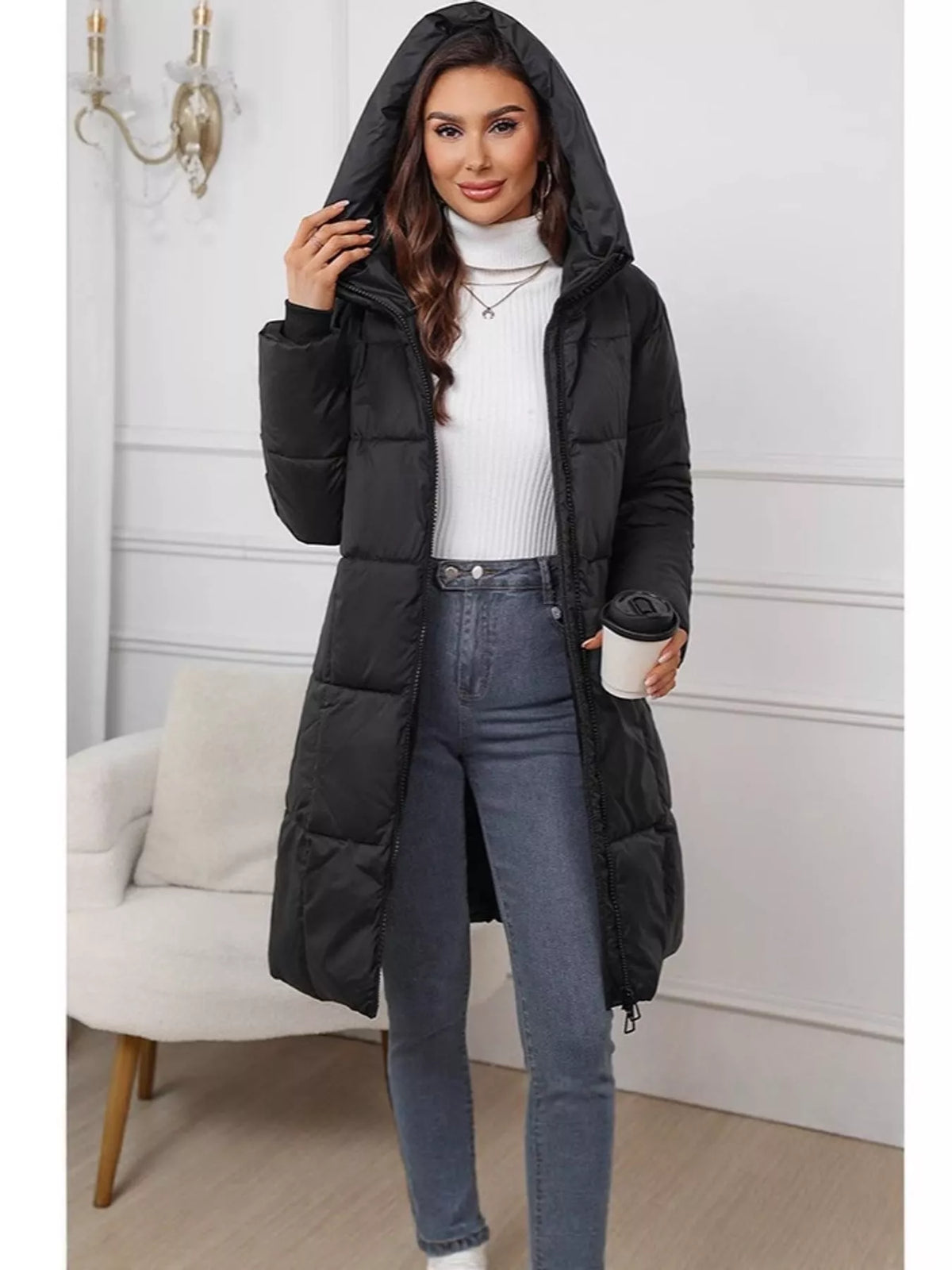 Black long-sleeve coat