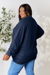 Trendsi Basic Bae Full Size Ribbed Cocoon Cardigan - Shirts