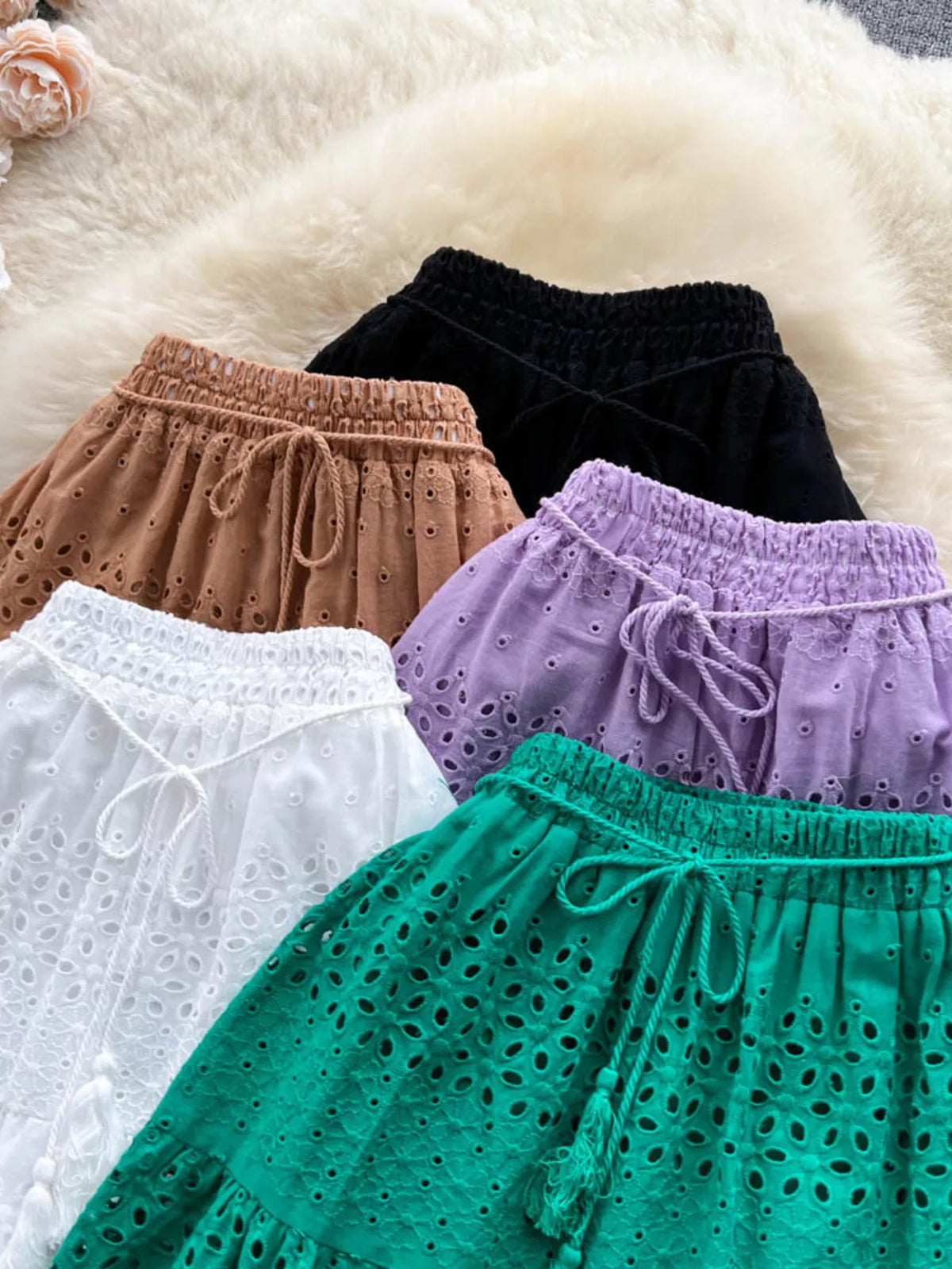 Trendsi Eyelet Tiered Maxi Skirt -