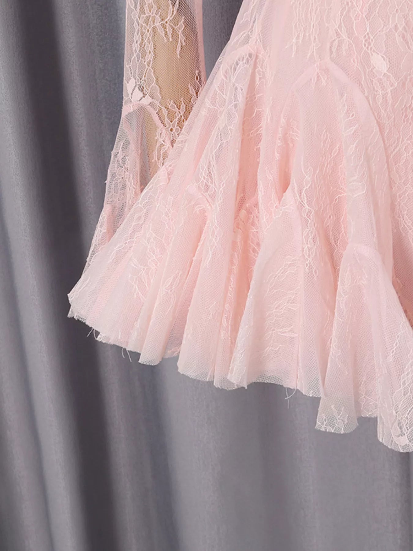 Trendsi Lace Flare Sleeve Mini Dress -
