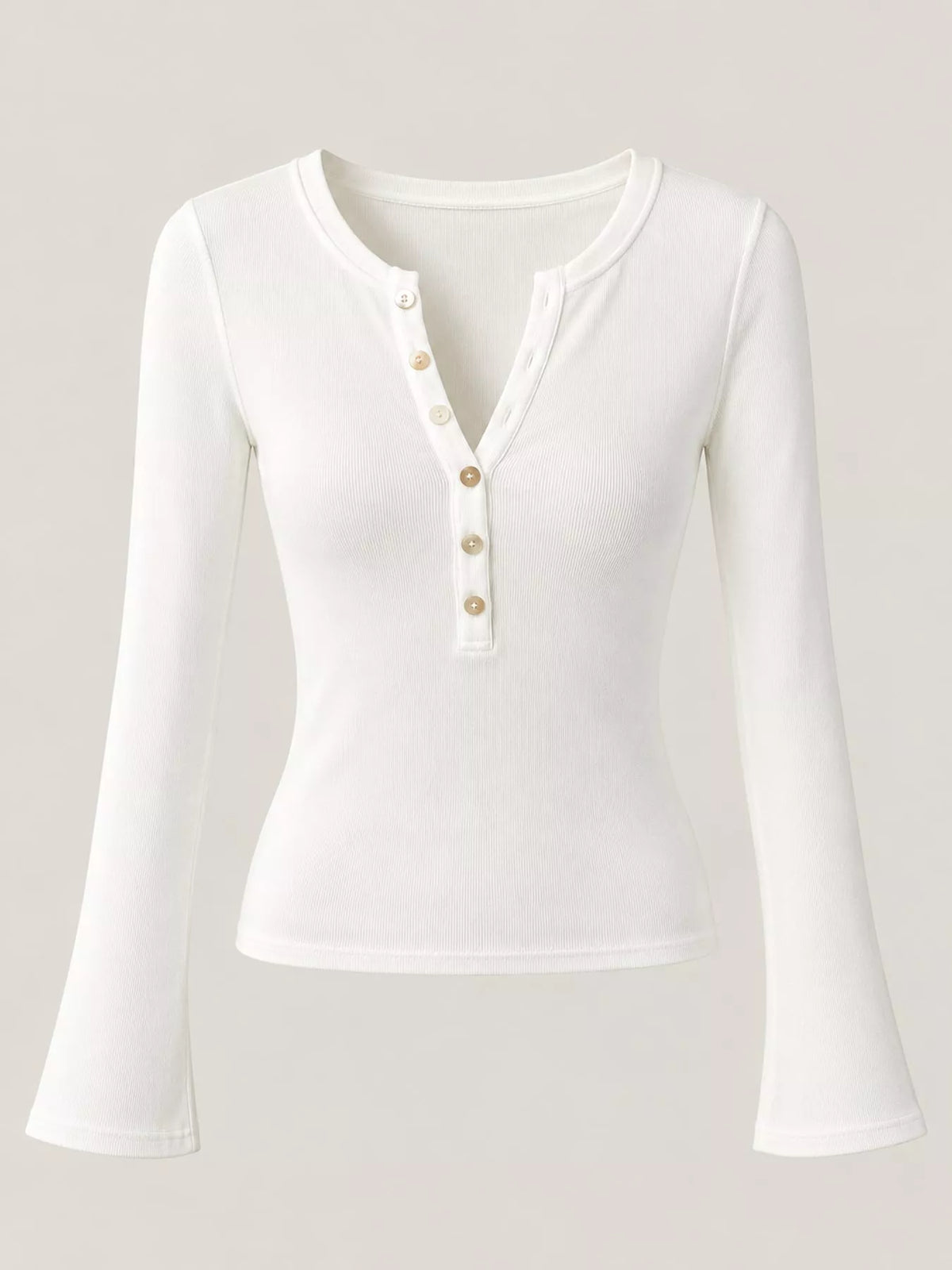 White button detail long sleeve t-shirt