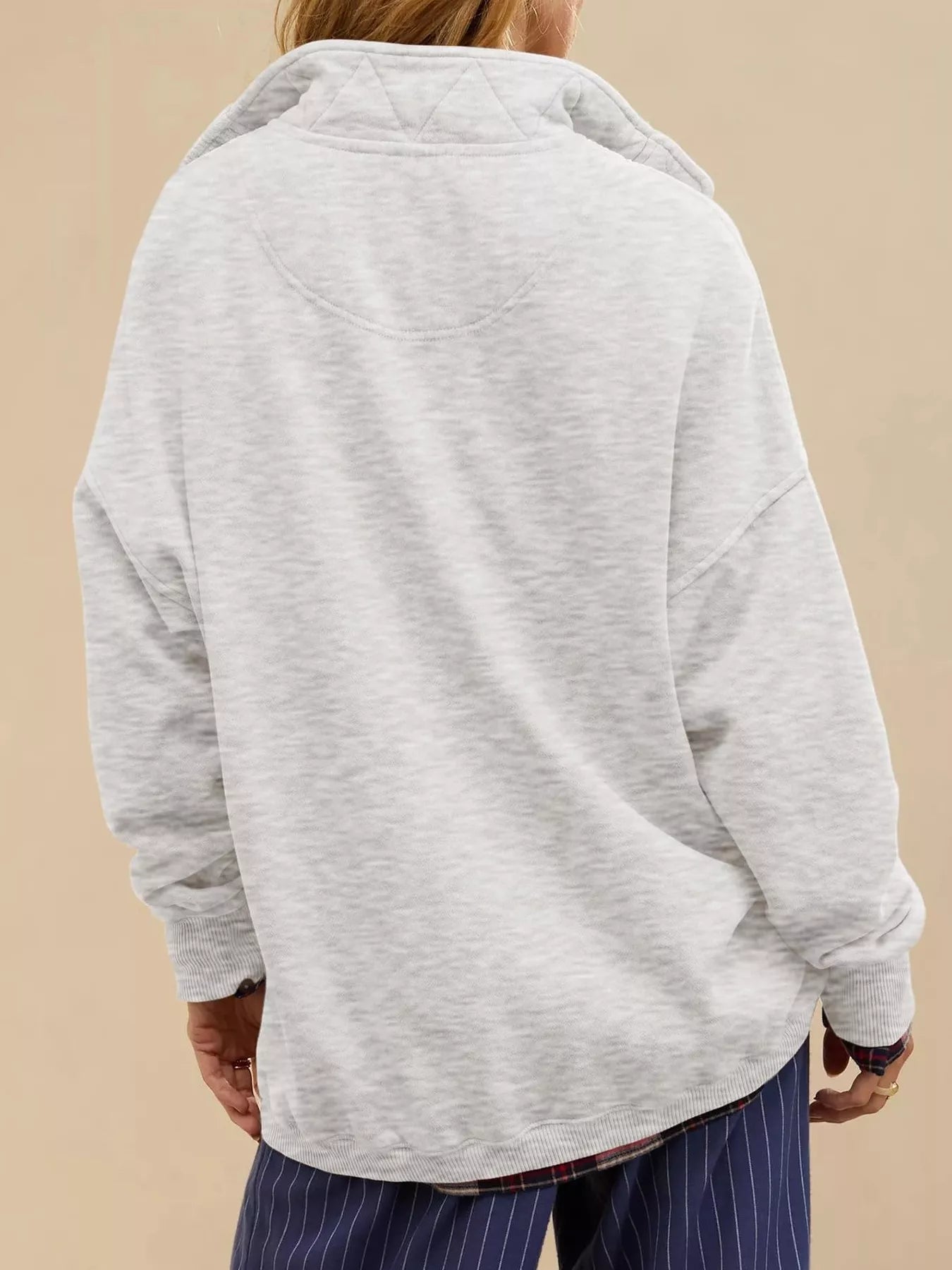 Trendsi Half Snap Dropped Shoulder Sweatshirt -