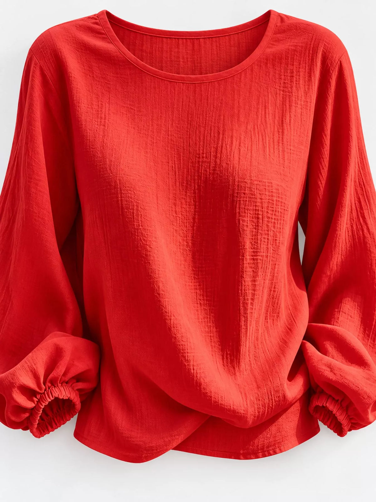 Elastic-cuff blouse, red detail collage
