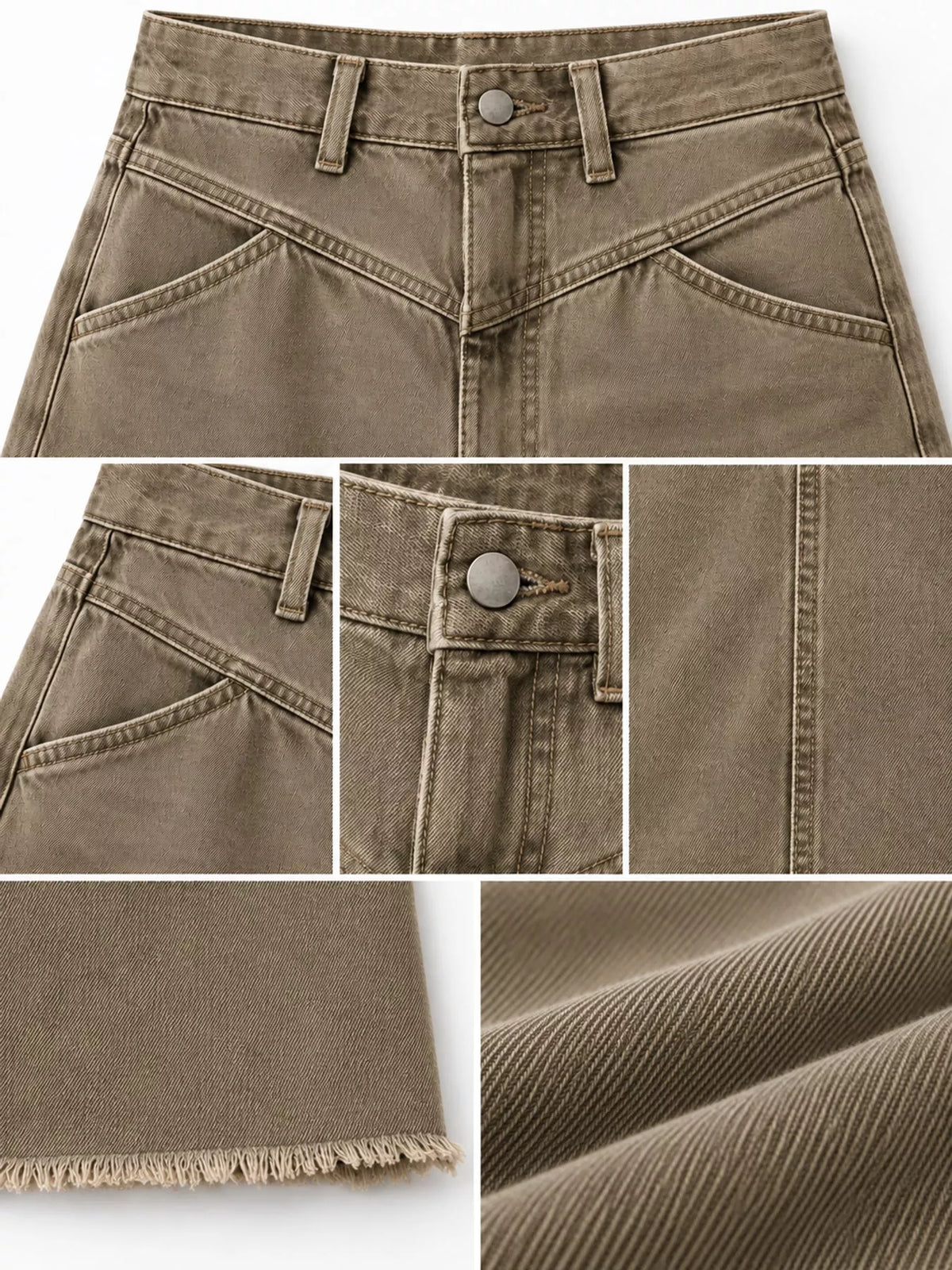 Raw Hem Maxi Denim Skirt — garment construction details
