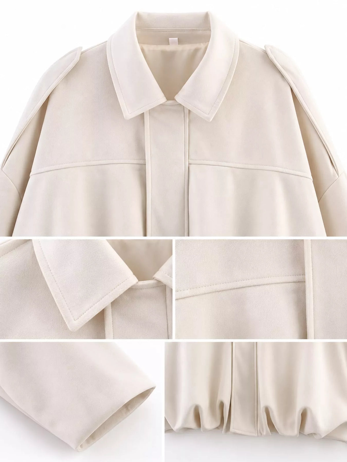 Oversized zip jacket, ivory detail collage