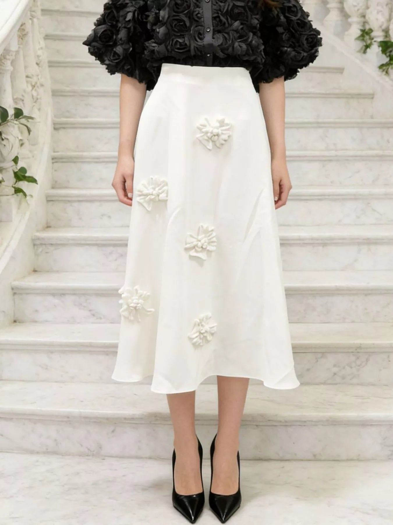 Trendsi Floral Embellished Midi Skirt -