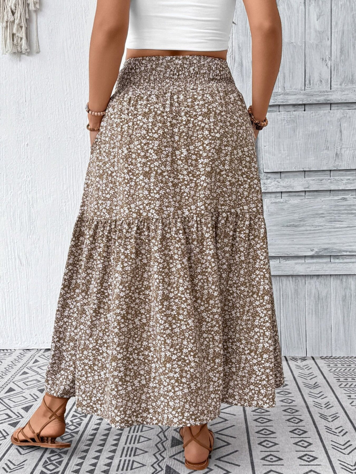 Trendsi Plus Size Floral Print Tiered Skirt -