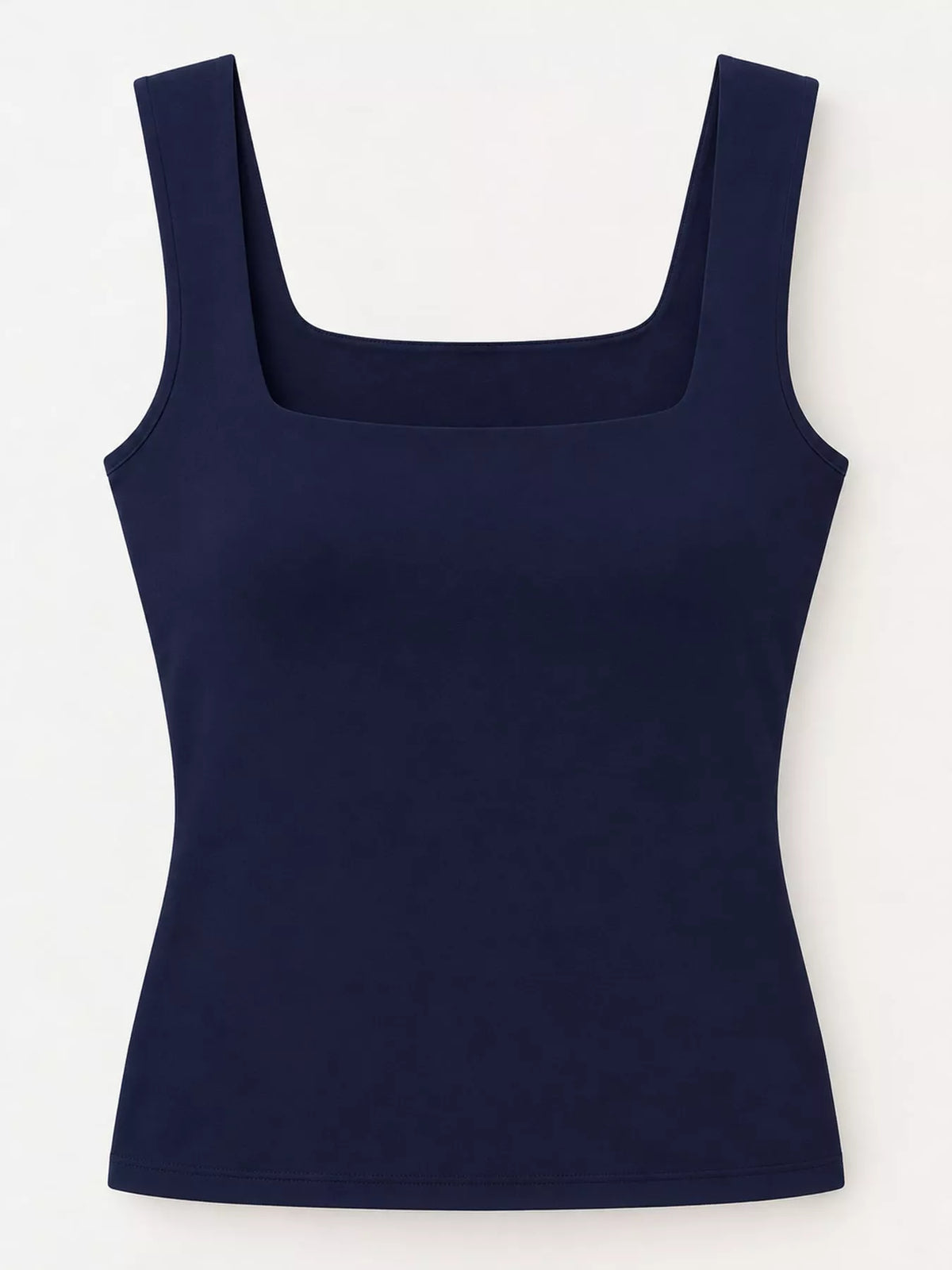 Navy square-neck tank, front product view