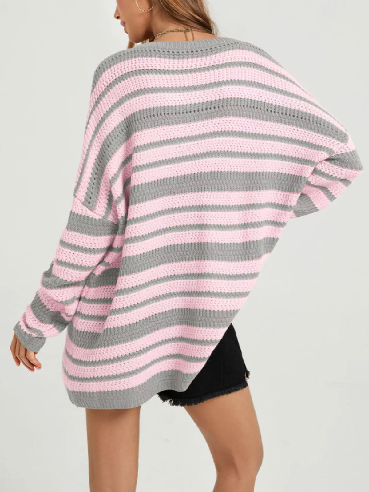 Trendsi Striped Drop Shoulder Sweater -
