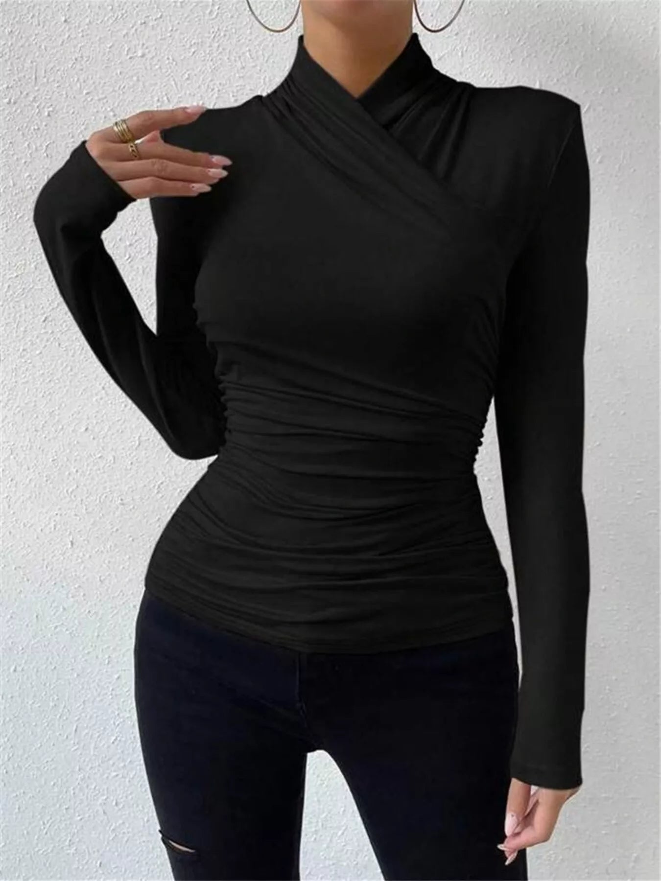 Trendsi Ruched Long Sleeve Slim Fit Top -