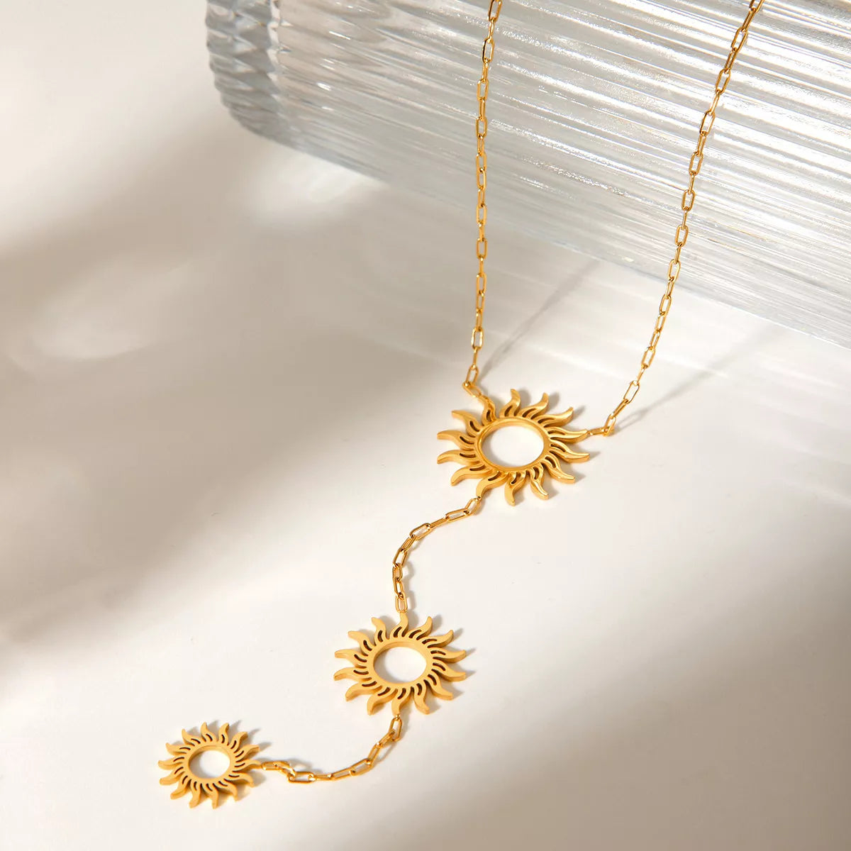 Trendsi 18K Gold-Plated Sun Pendant Necklace -