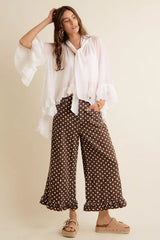 Trendsi SO ME Sheer Ruffle Bell Sleeves Bow Tie Flowy Blouse Top - Dresses