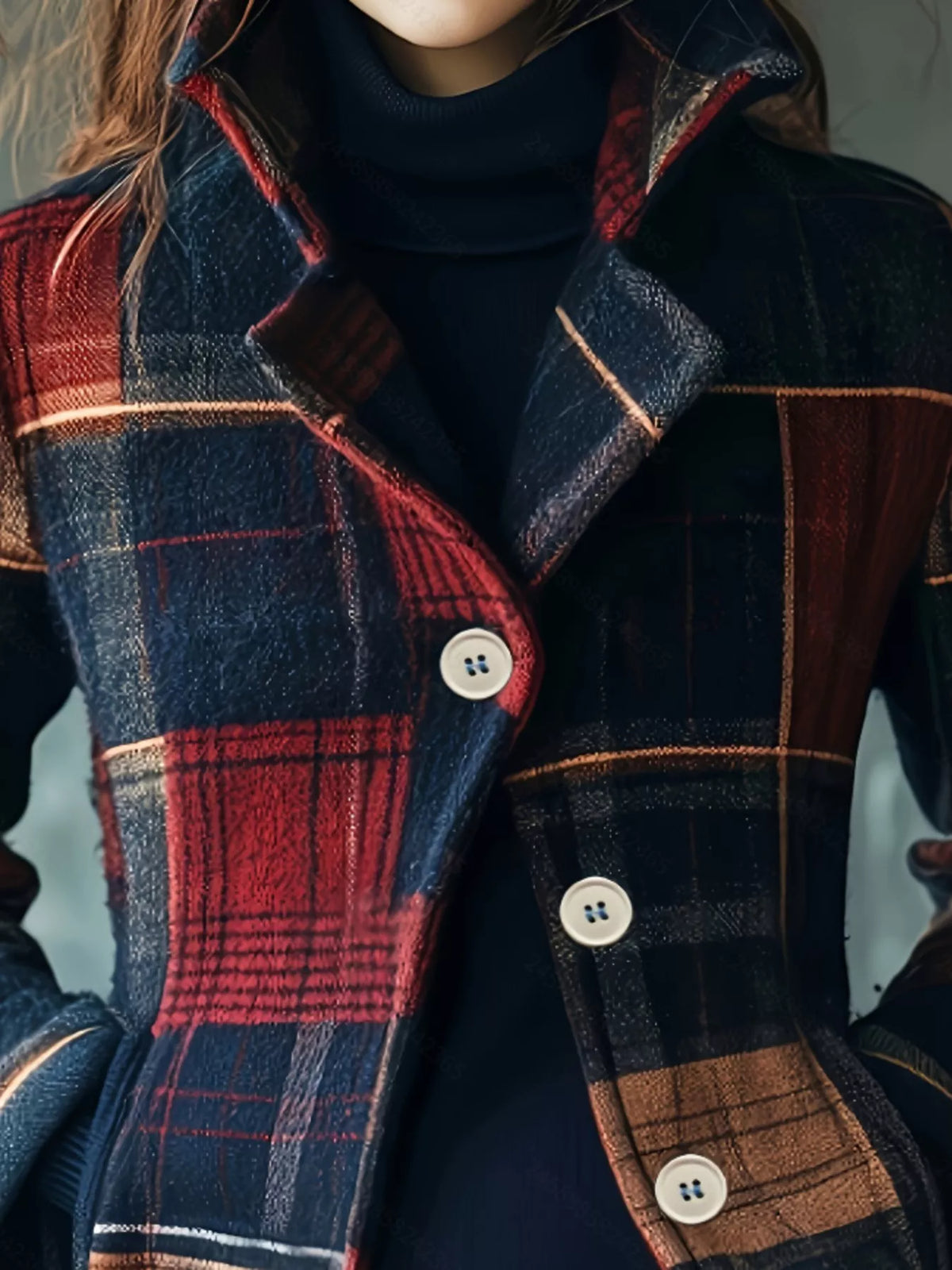 Trendsi Full Size Vintage Plaid Button Up Outerwear Plus Size -
