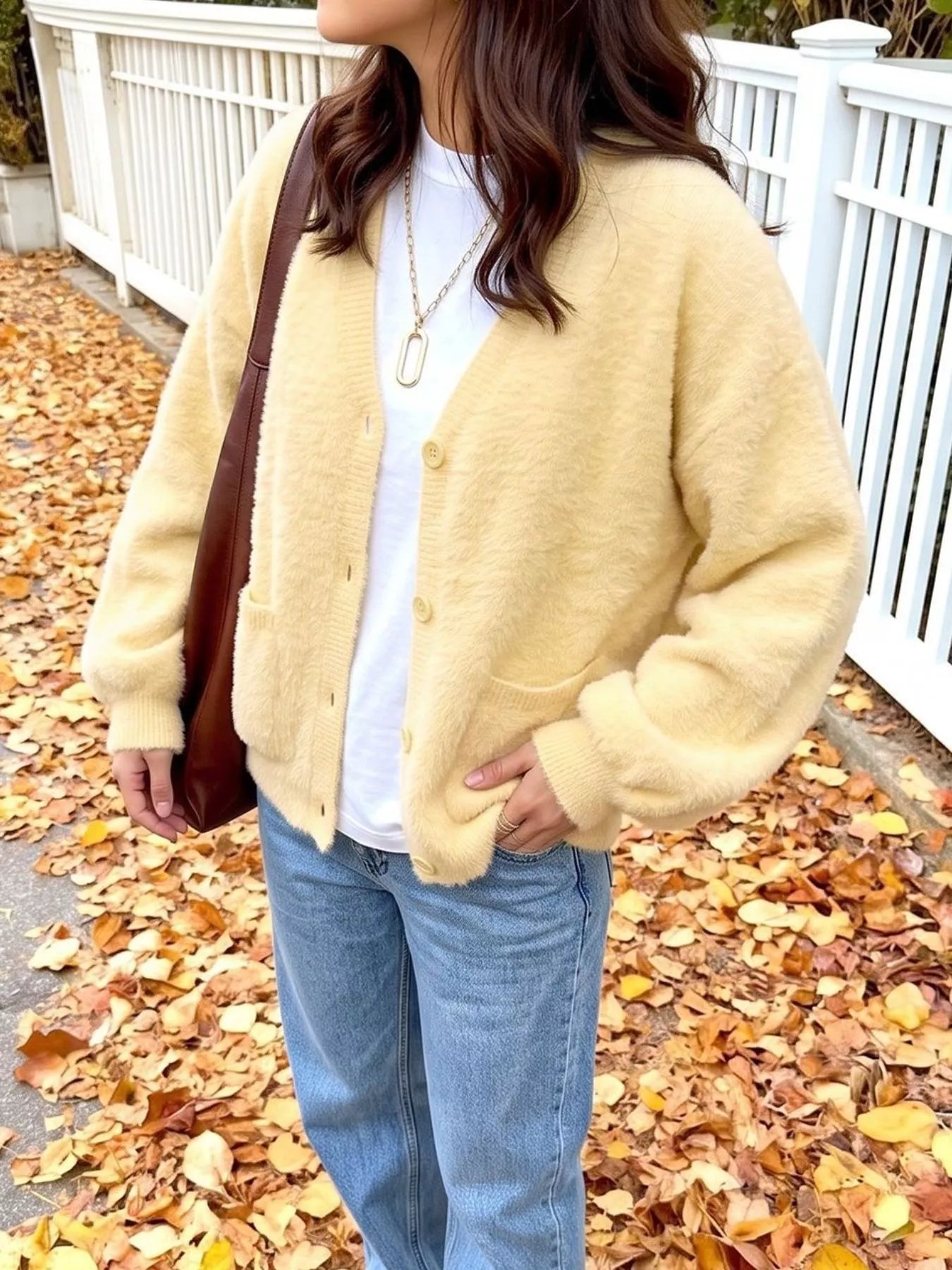 Trendsi Button Up V-Neck Cardigan -